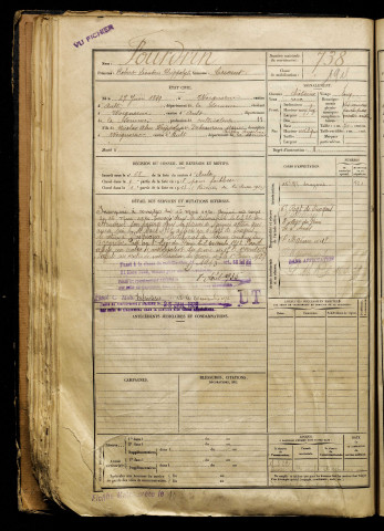 Fourdrin, Robert Léandre Hippolyte, né le 27 juin 1899 à Woignarue (Somme), classe 1919, matricule n° 738, Bureau de recrutement d'Abbeville