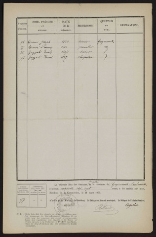 Liste électorale : Guyencourt-Saulcourt, 1ère Section