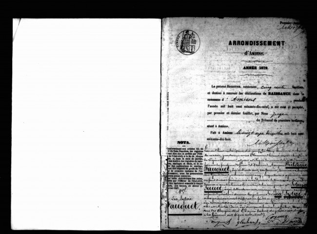 Amiens : naissances (1879)