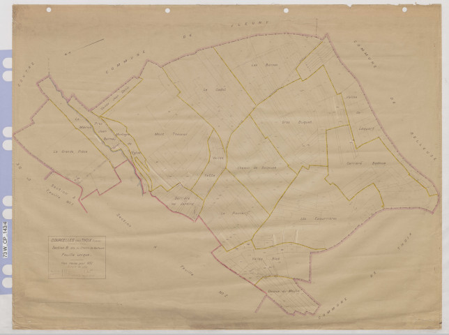 Plan du cadastre rénové - Courcelles-sous-Thoix : section B