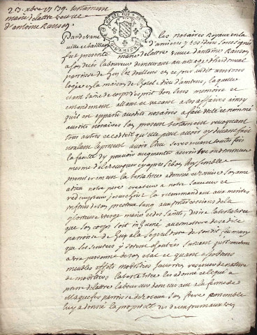 Etude de Me Jacques Scribe à Amiens (étude n°6). Minutes de l'année 1739
