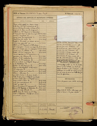 Delanchy, Didier Paul, né le 03 novembre 1884 à Dury (Aisne), classe 1904, matricule n° 1059, Bureau de recrutement de Péronne