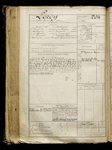 Leroy, Aristide Georges Prudent, né le 22 avril 1890 à Boisbergues (Somme), classe 1910, matricule n° 204, Bureau de recrutement d'Abbeville