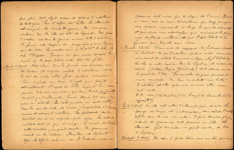 Chronique de la Grande Guerre à Lille rapportée par deux jeunes civiles, Irma et Louise Bornay. Cahier n° IX du 30 mars 1918 au 15 août 1918