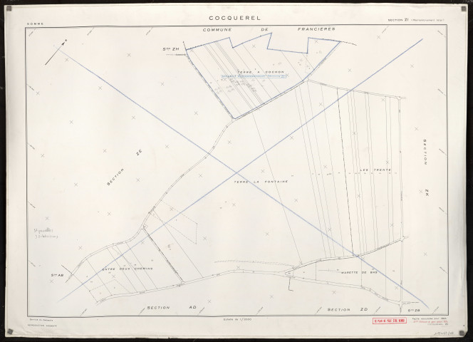 Plan du cadastre rénové - Cocquerel : section ZI