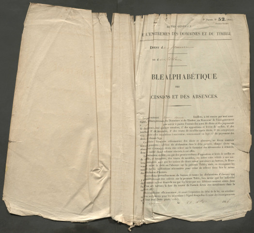 Table des successions et absences du bureau de Nesle