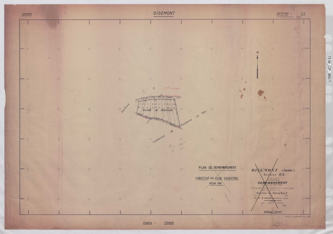 Plan du cadastre rénové - Oisemont : section ZA