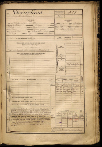 Cauchois, Sainte Marie Ferdinand, né le 18 octobre 1869 à Ath, classe 1889, matricule n° 417, Bureau de recrutement de Péronne