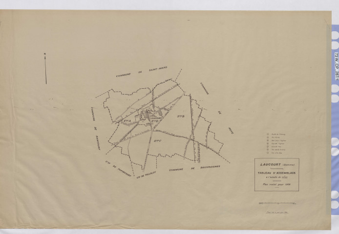 Plan du cadastre rénové - Laucourt : tableau d'assemblage (TA)