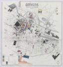 Amiens. Travaux de reconstruction groupée. Plan de reconstruction de la ville par Îlot. Légende des reconstructions 1947-1952
