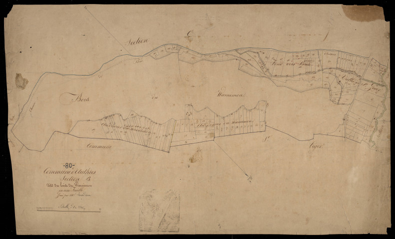 Plan du cadastre napoléonien - Authie (Authies) : Bois de Warnimon (Le), B