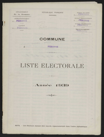 Liste électorale : Péronne
