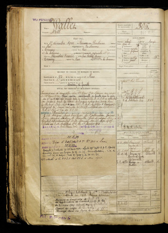 Wallet, Noël, né le 25 décembre 1900 à Bernay-en-Ponthieu (Somme), classe 1920, matricule n° 306, Bureau de recrutement d'Abbeville