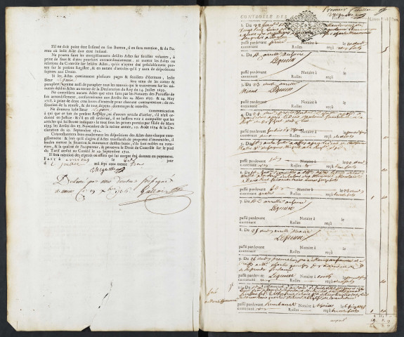 Contrôle des actes du bureau de Conty pour la période du 22 janvier 1737 au 18 septembre 1738