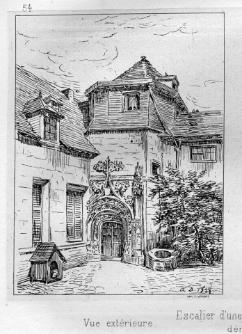 Escalier d'une maison de la rue de Noyon démoli en 1856