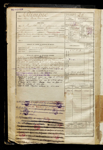 Dimpre, René Pierre Denis, né le 09 mars 1901 à Oisemont (Somme), classe 1921, matricule n° 26, Bureau de recrutement d'Amiens