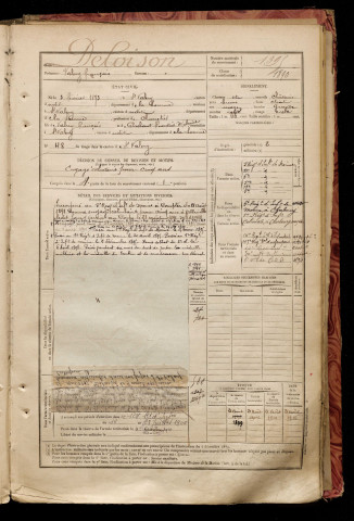 Deloison, Valery François, né le 03 février 1873 à Saint-Valery-sur-Somme (Somme), classe 1893, matricule n° 1395, Bureau de recrutement d'Abbeville