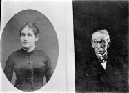 Assemblage de deux portraits photographiques : une jeune femme et un homme âgé