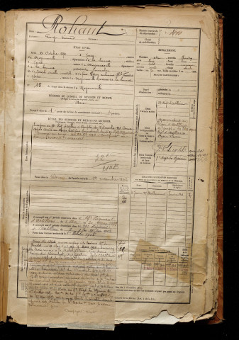 Rohaut, Georges Léonard, né le 21 octobre 1872 à Tours-en-Vimeu (Somme), classe 1892, matricule n° 1010, Bureau de recrutement d'Abbeville