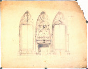 Château, projet de décor de cheminée : dessin de l'architecte Delefortrie