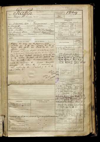 Raffin, Georges Lucien, né le 05 novembre 1900 à Giroussens (Tarn), classe 1920, matricule n° 1269, Bureau de recrutement d'Amiens