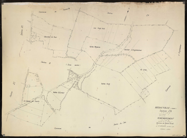 Plan du cadastre rénové - Hédauville : section ZB