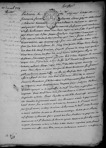 Etude de Me François Henin à Amiens (étude n°3). Minutes de l'année 1759