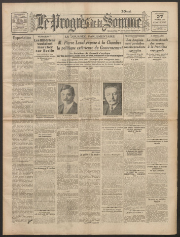 Le Progrès de la Somme, numéro 19082, 27 novembre 1931