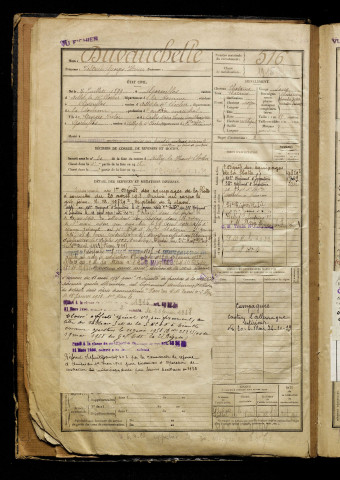 Duvauchelle, Voltaire Georges Henri, né le 07 juillet 1899 à Gorenflos (Somme), classe 1919, matricule n° 516, Bureau de recrutement d'Abbeville