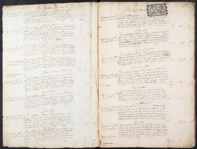 Centième denier du bureau de Conty pour la période du 4 août 1710 au 22 juin 1714