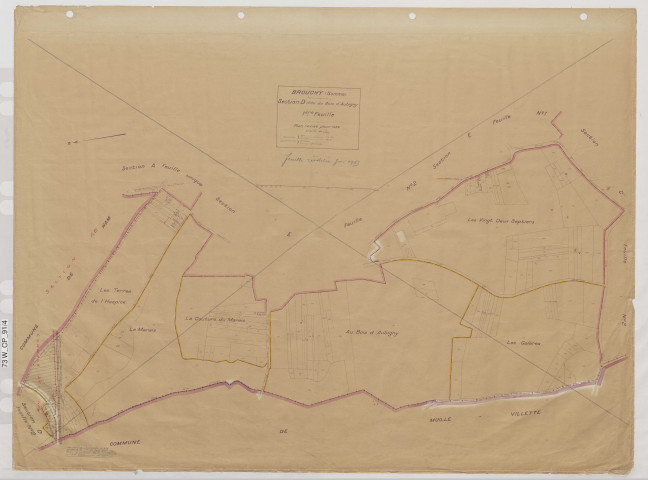 Plan du cadastre rénové - Brouchy : section D1