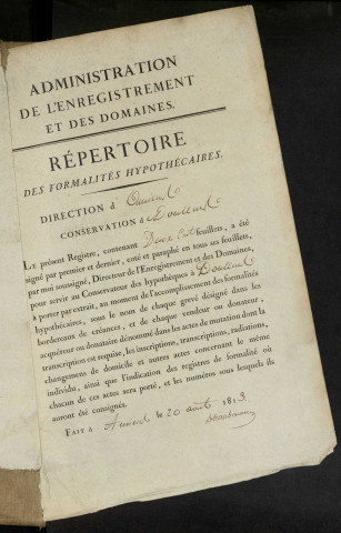 Répertoire des formalités hypothécaires, du 10/01/1814 au 21/11/1814, volume n° 33 (Conservation des hypothèques de Doullens)