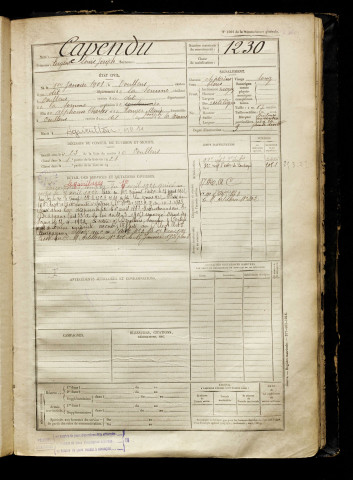 Capendu, Eugène Louis Joseph, né le 01 janvier 1901 à Doullens (Somme), classe 1921, matricule n° 1230, Bureau de recrutement d'Abbeville
