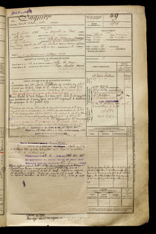 Sagnier, Camille Fernand Jules, né le 17 février 1896 à Ailly-sur-Noye (Somme), classe 1916, matricule n° 49, Bureau de recrutement de Péronne