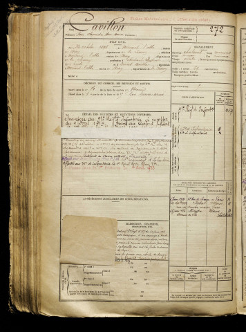 Cavillon, Pierre Alexandre Henri Marie, né le 24 octobre 1896 à Méricourt-l'Abbé (Somme), classe 1916, matricule n° 272, Bureau de recrutement de Péronne