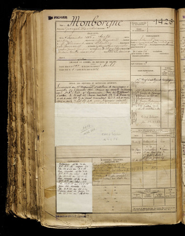 Monborgne, Georges Homère, né le 04 septembre 1897 à Ault (Somme), classe 1917, matricule n° 1426, Bureau de recrutement d'Amiens