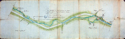 Plan d'arpentage des terrains pris par le canal de la Somme depuis Bouzencourt jusqu'au château de Vaire