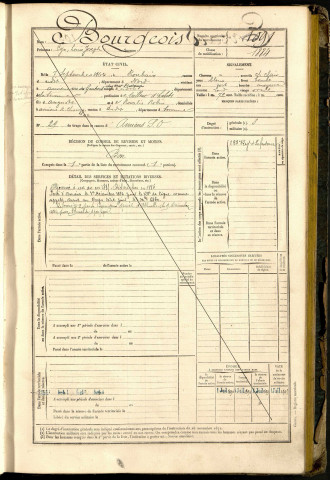 Bourgeois, Cyn Louis Joseph, né le 07 septembre 1864 à Roubaix (Nord, France), classe 1884, matricule n° 1091, Bureau de recrutement d'Amiens