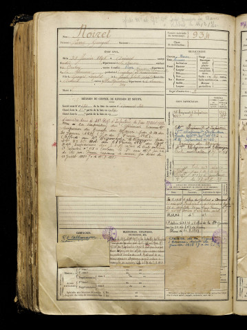 Noiret, Pierre Georges, né le 30 janvier 1895 à Amiens (Somme), classe 1915, matricule n° 934, Bureau de recrutement d'Amiens