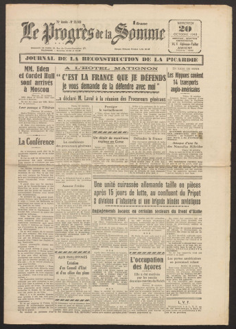 Le Progrès de la Somme, numéro 23103, 20 octobre 1943