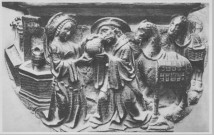 Les Stalles de la Cathédrale d'Amiens (XVIè siècle) n° 7 - Miséricordes - Rebecca donne à boire à Eliezer