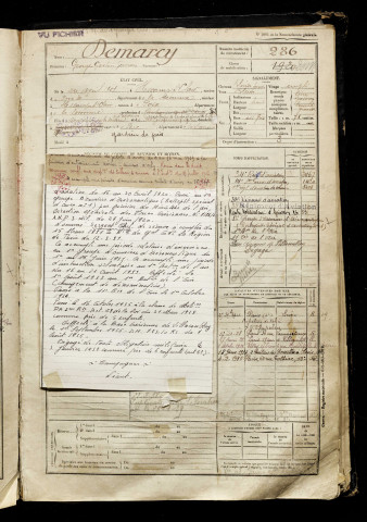 Demarcy, Georges Gaston Germain, né le 24 avril 1901 à Hescamps (Somme), classe 1921, matricule n° 286, Bureau de recrutement d'Amiens