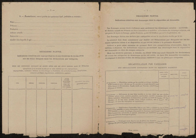 Cléry-sur-Somme. Demande d'indemnisation des dommages de guerre : dossier Caron-Verdy