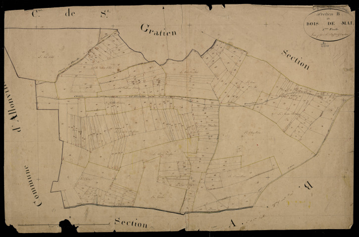Plan du cadastre napoléonien - Querrieu (Querrieux) : Bois de Mai (Le), B2