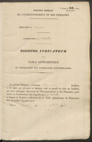 Registre indicateur, de Gorrier à Mosser, registre n° 3 (Conservation des hypothèques de Doullens)