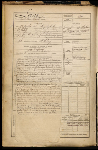 Lecat, Louis Oscar Désiré, né le 23 octobre 1866 à Mons-Boubert (Somme), classe 1886, matricule n° 1100, Bureau de recrutement d'Abbeville