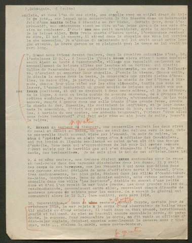 Témoignage de Debongnie (Abbé), Pierre (Aumônier) et correspondance avec Jacques Péricard