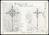 Huppy en 1980 : vieilles croix de fer, chemin de la Blanche Mayère et mur sud du clocher - (Reproduction interdite sans autorisation - © Claude Piette)