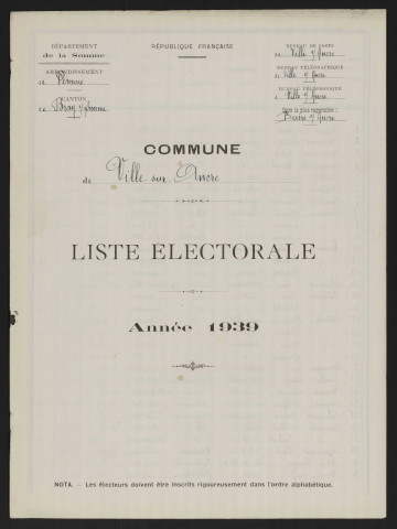 Liste électorale : Ville-sur-Ancre