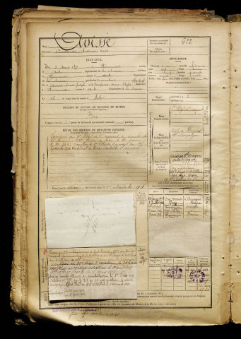 Avisse, Constant Antoine, né le 03 mars 1877 à Woincourt (Somme), classe 1897, matricule n° 622, Bureau de recrutement d'Abbeville